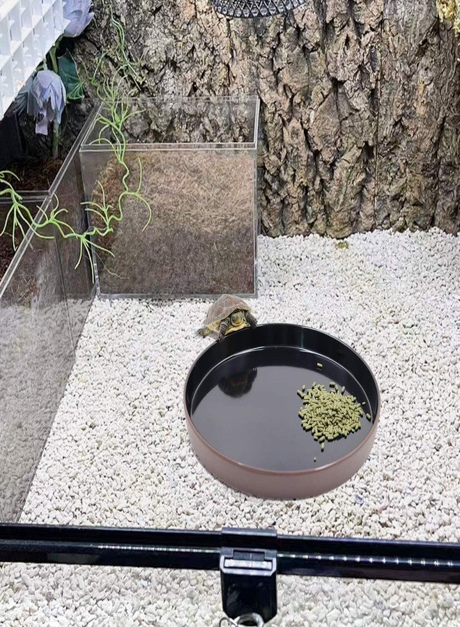 Neeenn Reptile Feeder Kit, Food Water Bowl, Plastic Round Tortoise Feeding Dish, Amphibian Feeding Bowl, Tank Terrarium Accessories for Bearded Dragon Snake Hermit Crab Turtle Lizard Chameleon - 8 × 8 × 1" - Image 4